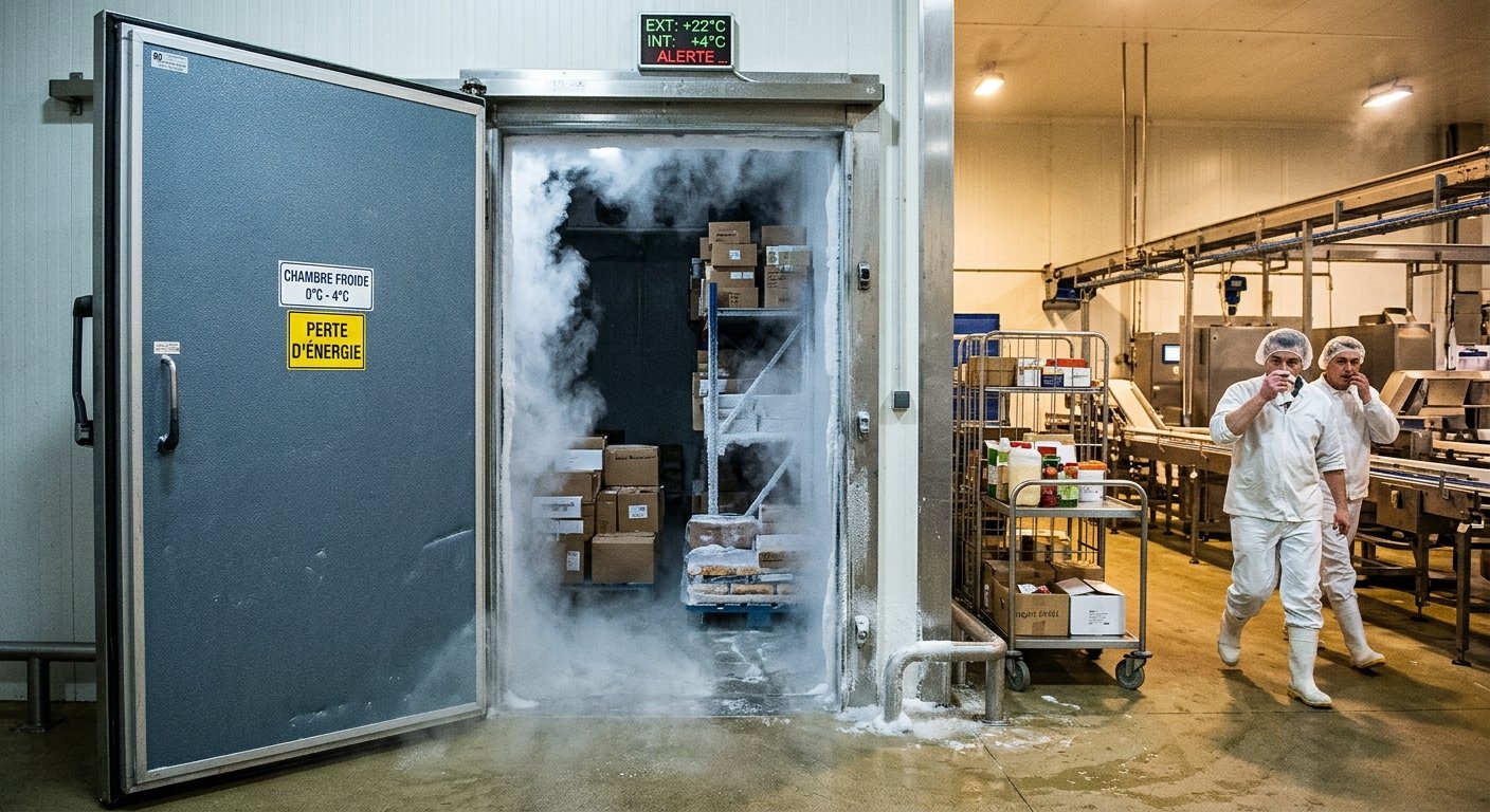 Perte énergétique de froid porte ouverte